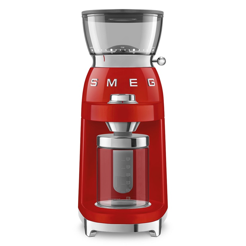 SMEG CGF03RDEU Coffee Grinder, 50's Style Aesthetic (Red)