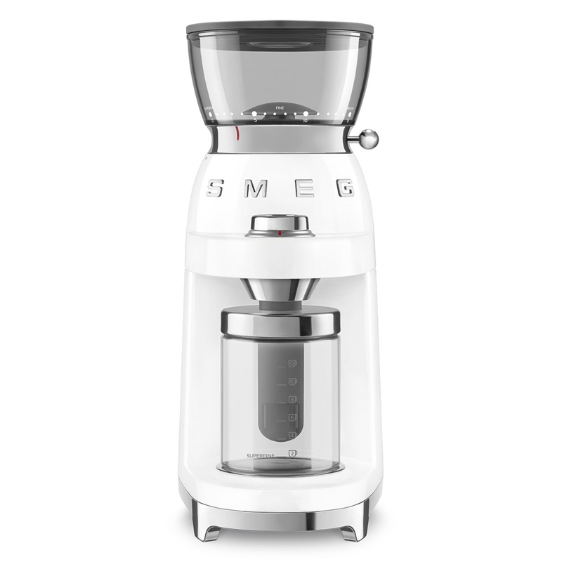 SMEG CGF03WHEU Coffee Grinder, 50's Style Aesthetic (White)