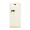 SMEG FAB50RCRB5 Free Standing Refrigerator Double Door, 50's Style Aesthetic, Antique Brass Handle (Cream)