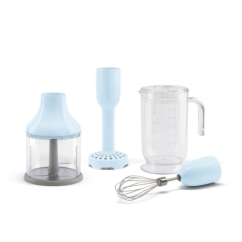 SMEG HBAC11PB 4 Accessories Set, Beaker, Chopper, Whisk, Masher (Pastel Blue)