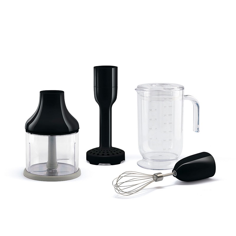 SMEG HBAC11BL 4 Accessories Set, Beaker, Chopper, Whisk, Masher (Black)