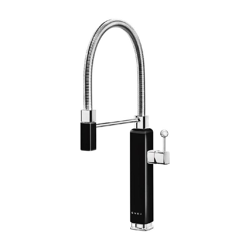 SMEG MDF50BL Kitchen Taps, 48 cm, Semi-Professional Single Lever, 50's Style (Black)