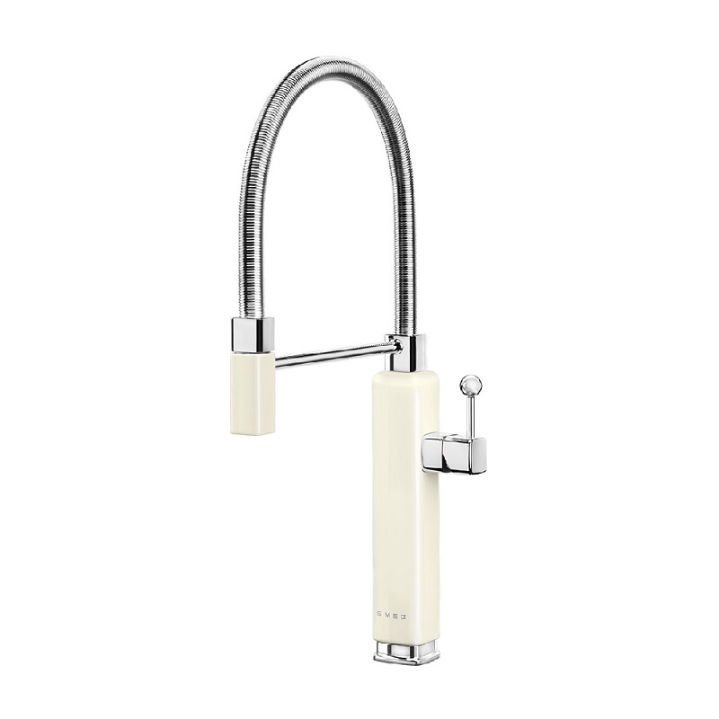 SMEG MDF50CR Kitchen Taps, 48 cm, Semi-Professional Single Lever, 50's Style (Cream)