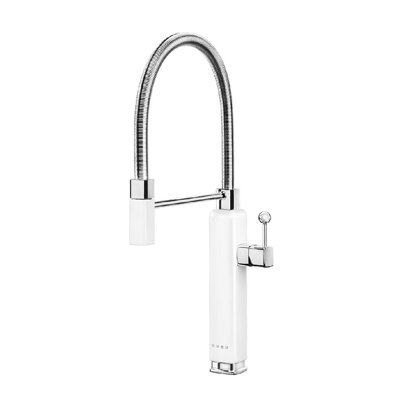 SMEG MDF50WH Kitchen Taps, 48 cm, Semi-Professional Single Lever, 50's Style (White)