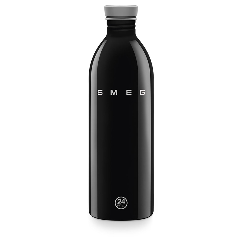 SMEG WBF02BL Urban Bottle One Litre, SMEG x 24Bottles (Black)