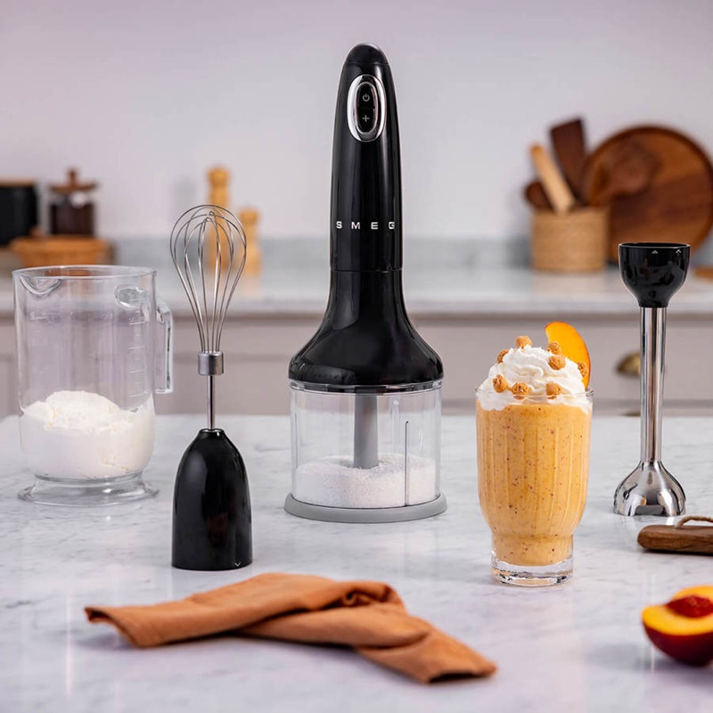 SMEG HBF03BLEU Hand Blender With 3 Accessories (Black)