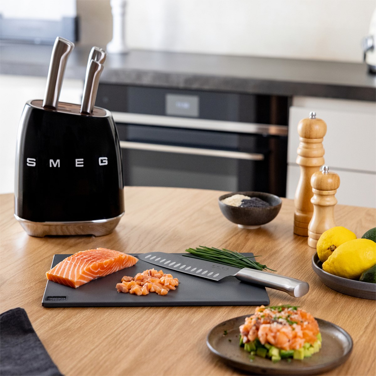 SMEG KBSF02PB Knife Block Set (Pastel Blue)