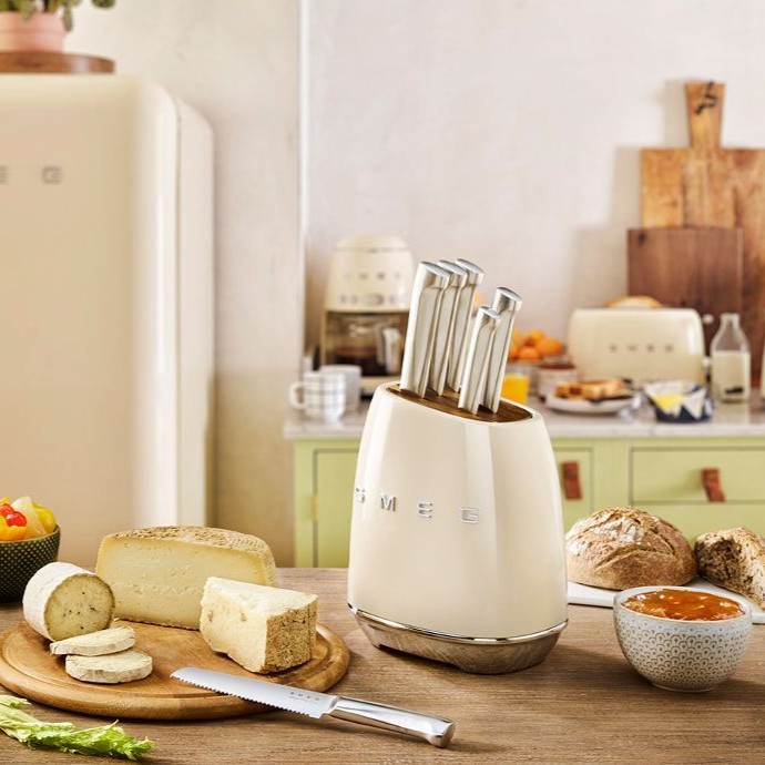 SMEG KBSF02PB Knife Block Set (Pastel Blue)