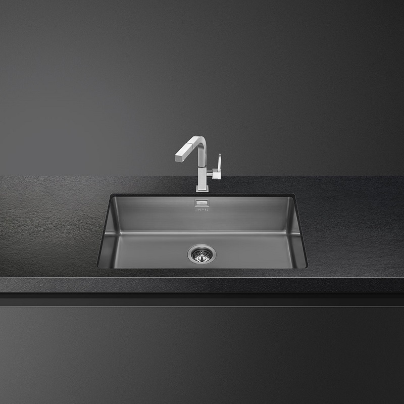 SMEG VSTR71DKX Sink, Universale, Monoblock Bowl ,Stainless Steel (Black)