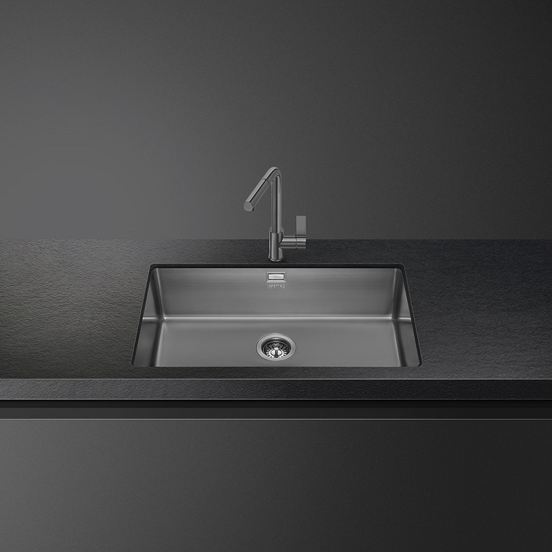 SMEG VSTR71DKX Sink, Universale, Monoblock Bowl ,Stainless Steel (Black)