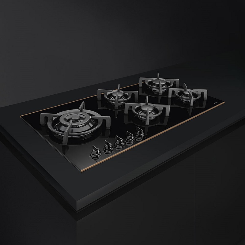 SMEG PV695LCNR Gas Hob, 90 cm, Dolce Stil Novo Aesthetic (Black)