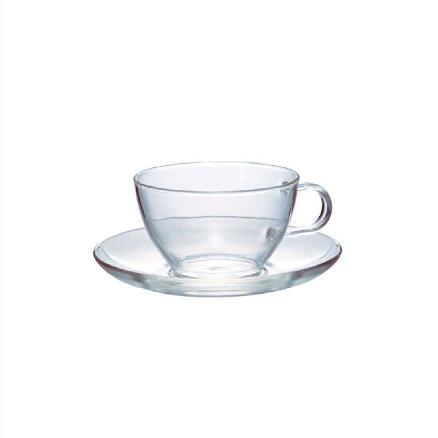 Hario TCSN1T Tea Cup & Saucer (Transparent) Toffin Digital