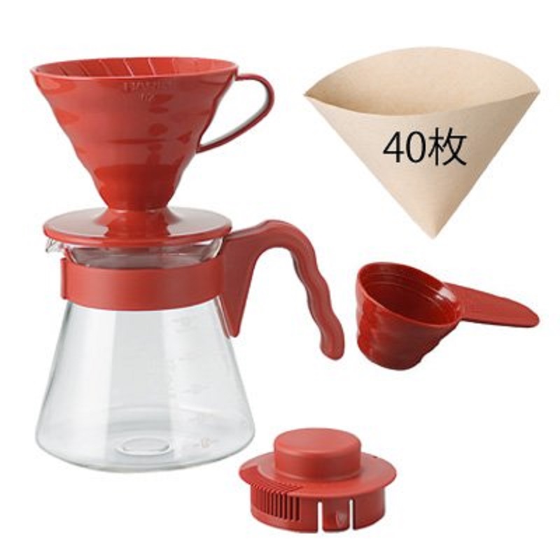Hario VCSD02R V60 Coffee Server 02 Set (Red) Toffin Digital