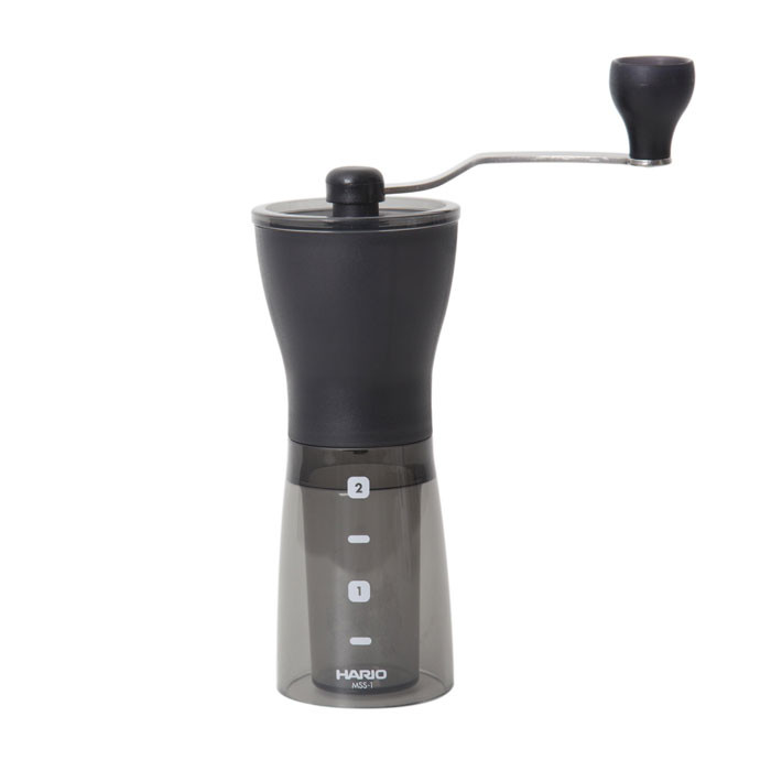 Hario MSS-1DTB Ceramic Coffee Mill Mini-Slim + (Dark Transparent Black)