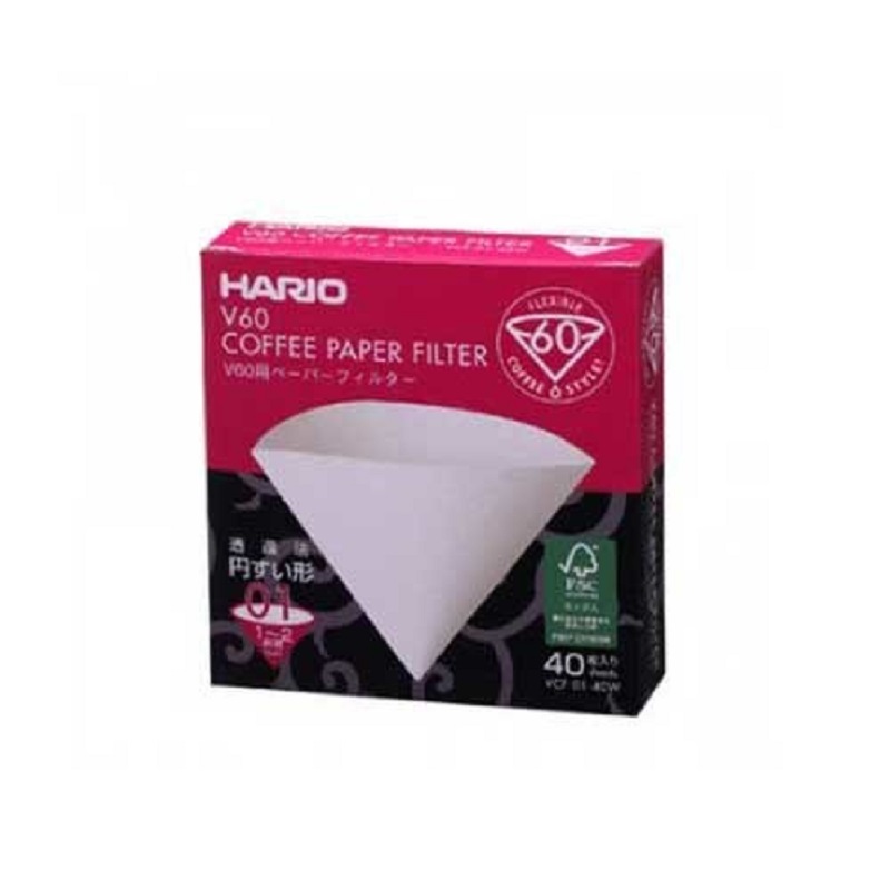 Hario VCF-01-40W V60 Paper Filter 01 W 40 Sheets (White)
