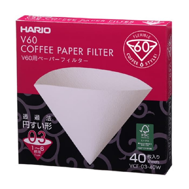 Hario VCF-03-40W V60 Paper Filter 03 W 40 Sheets (White)