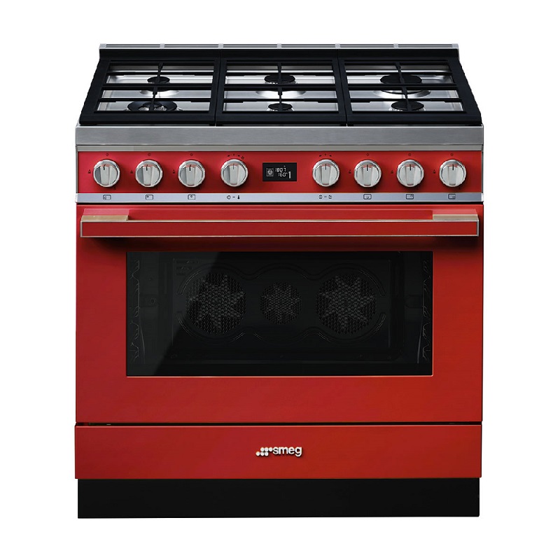 SMEG CPF9GPR Cooker, 90x60cm, Gas Hob, Portofino (Red)