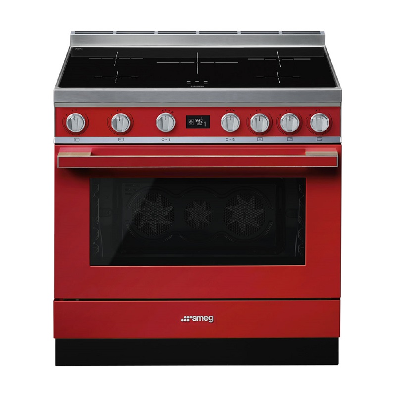 SMEG CPF9IPR Cooker, 90x60cm, Induction Hob, Portofino (Red)