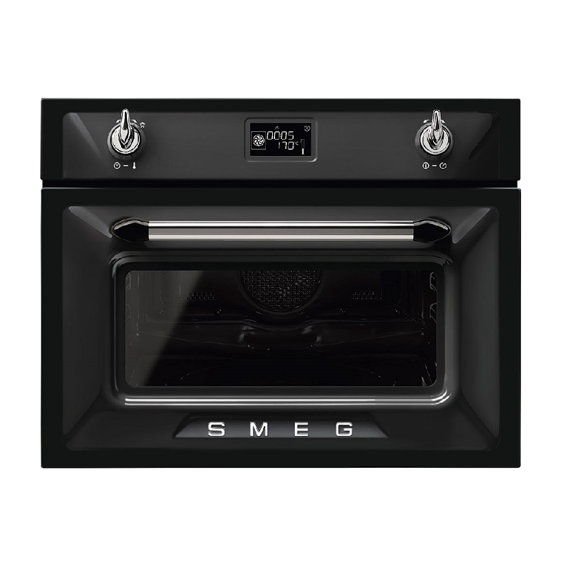 SMEG Microwave, 45 cm, Combi, Victoria (SF4920MCN1) Black
