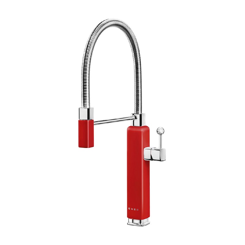 SMEG MDF50RD Kitchen Taps, 48 cm, Semi-Professional Single Lever, 50's Style (Red)
