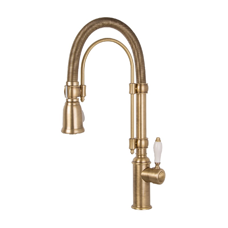 SMEG MIDR70-2, Semi-professional single lever kitchen tap, Coloniale Aesthetic (Brass)
